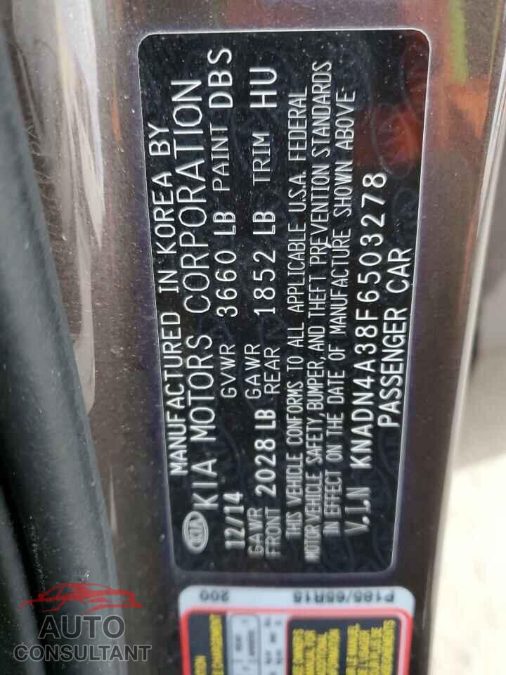 KIA RIO 2015 - KNADN4A38F6503278