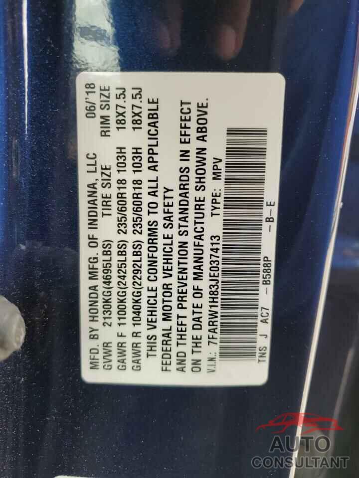 HONDA CRV 2018 - 7FARW1H83JE037413