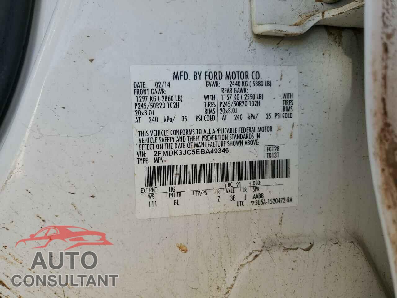FORD EDGE 2014 - 2FMDK3JC5EBA49346