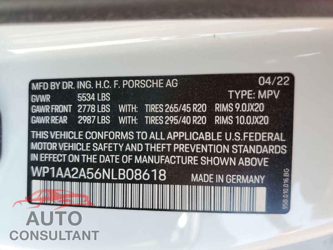PORSCHE MACAN 2022 - WP1AA2A56NLB08618