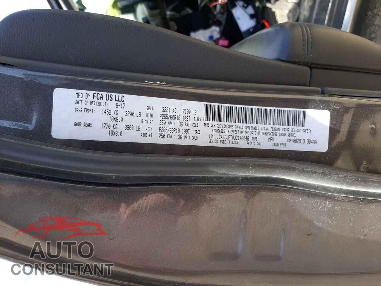 DODGE DURANGO 2018 - 1C4SDJFT0JC146046
