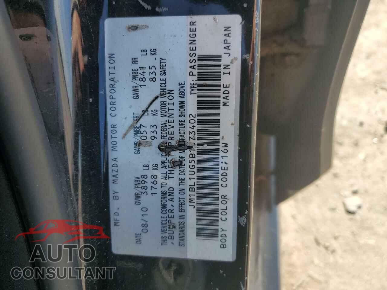 MAZDA 3 2011 - JM1BL1UG5B1373402