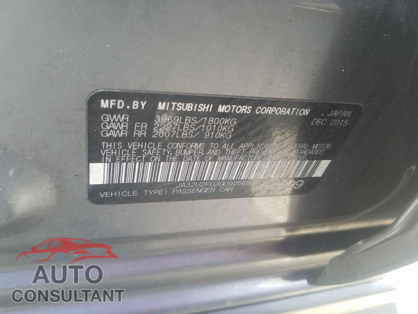 MITSUBISHI LANCER 2016 - JA32U2FU2GU005687