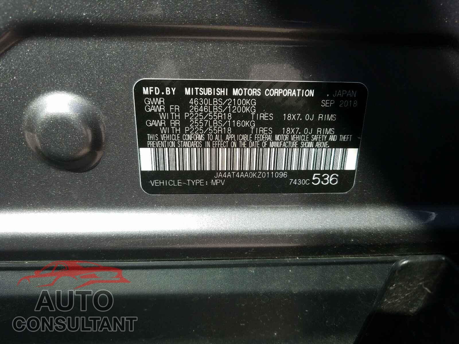 MITSUBISHI ECLIPSE 2019 - JA4AT4AA0KZ011096