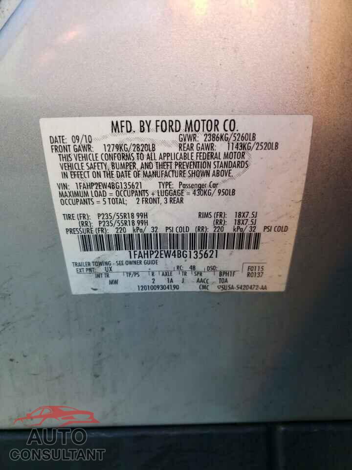 FORD TAURUS 2011 - 1FAHP2EW4BG135621