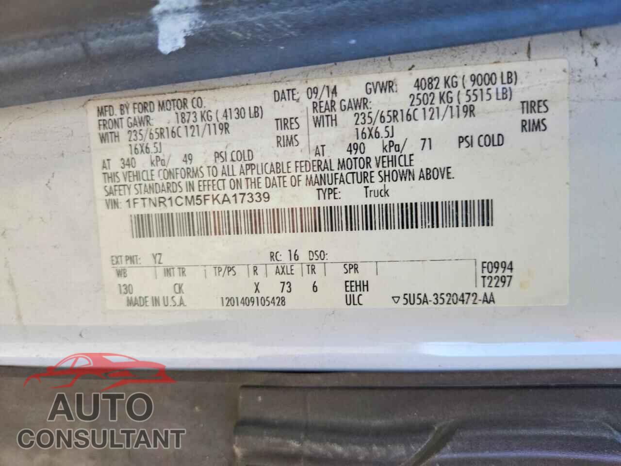 FORD TRANSIT CO 2015 - 1FTNR1CM5FKA17339