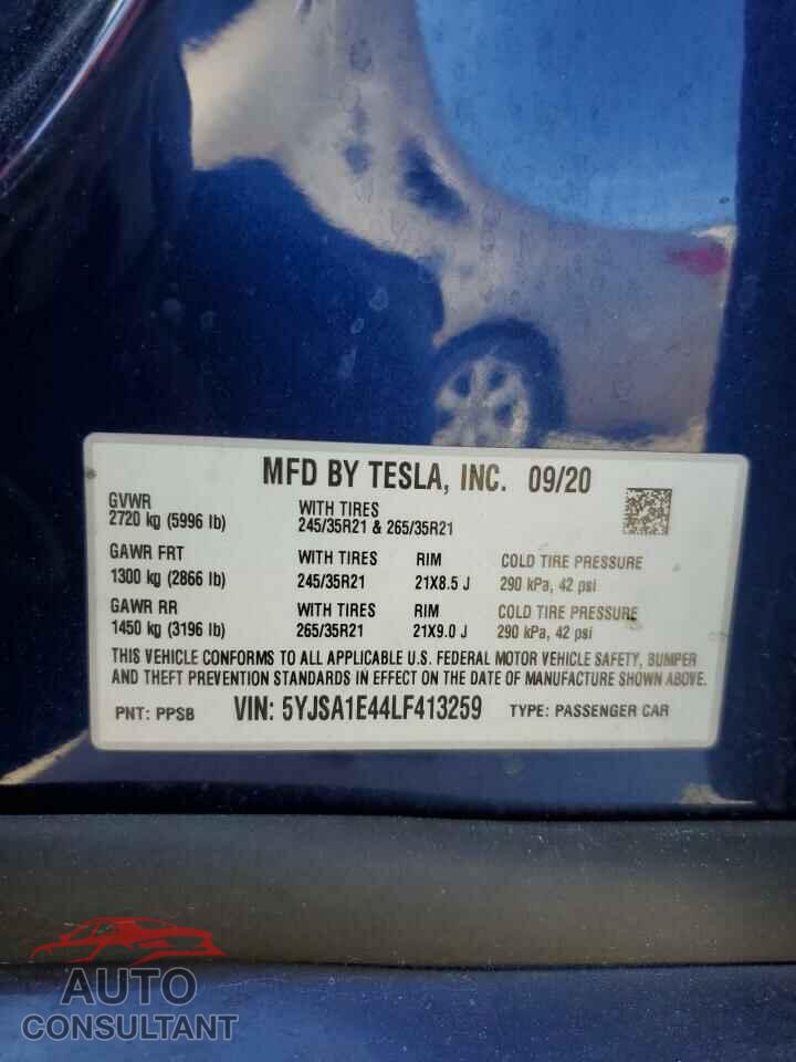 TESLA MODEL S 2020 - 5YJSA1E44LF413259