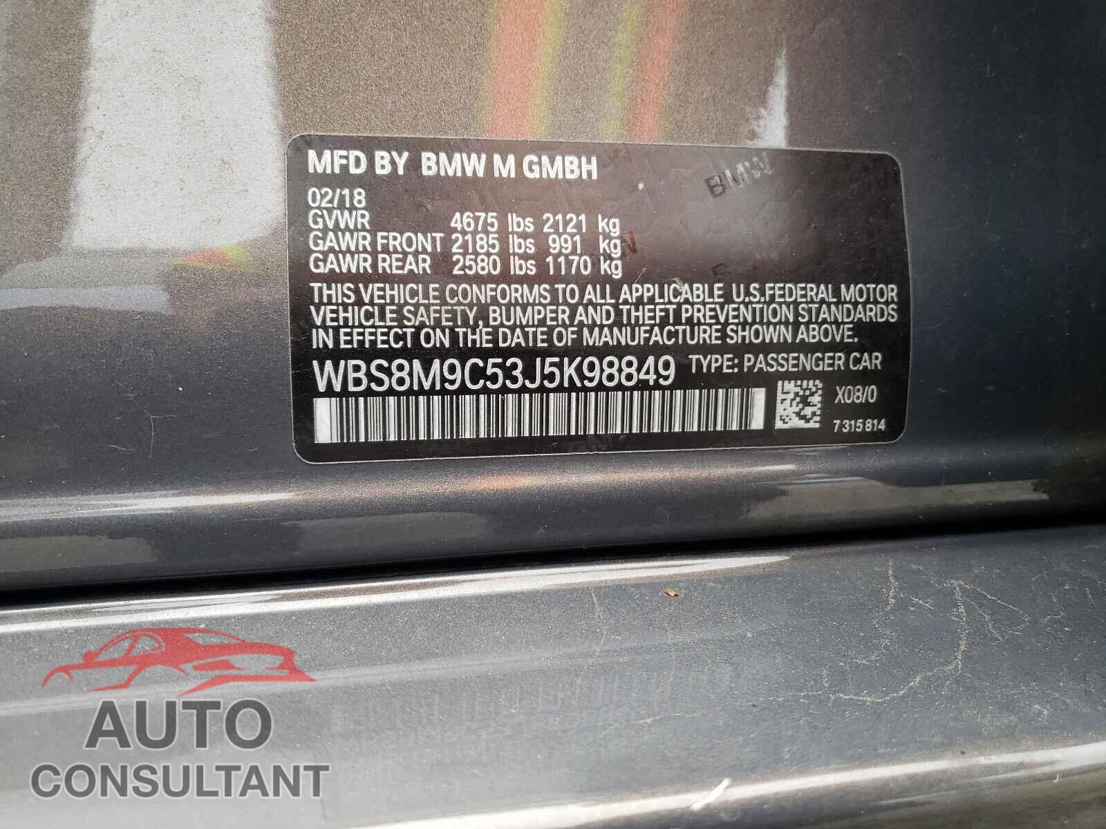 BMW M3 2018 - WBS8M9C53J5K98849