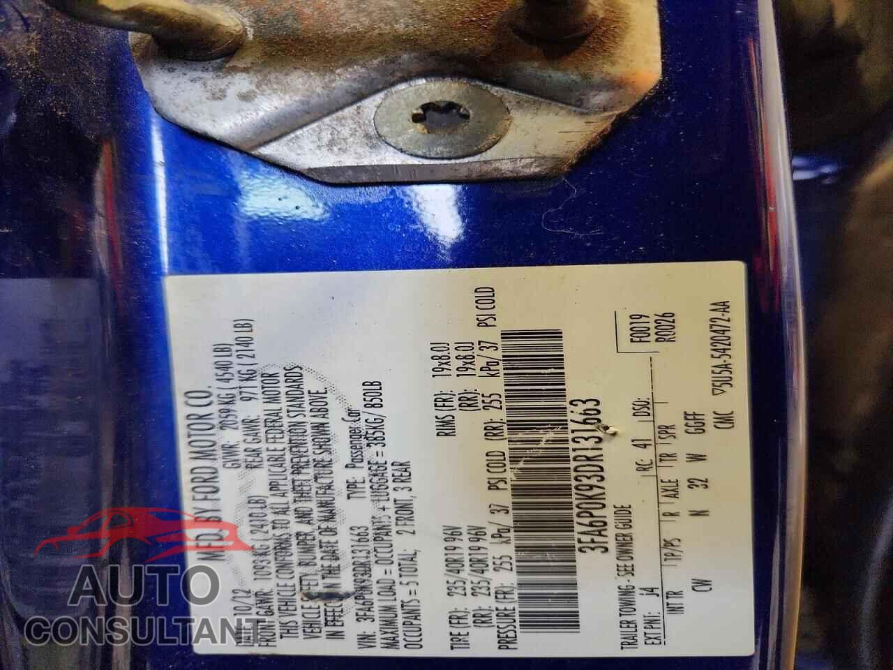 FORD FUSION 2013 - 3FA6P0K93DR131663