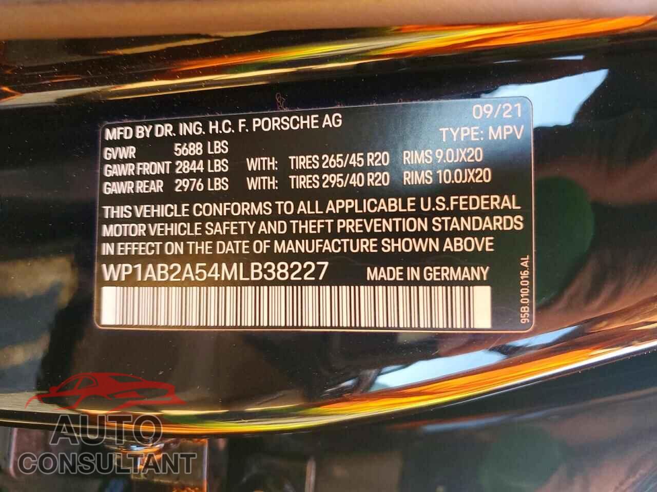 PORSCHE MACAN 2021 - WP1AB2A54MLB38227