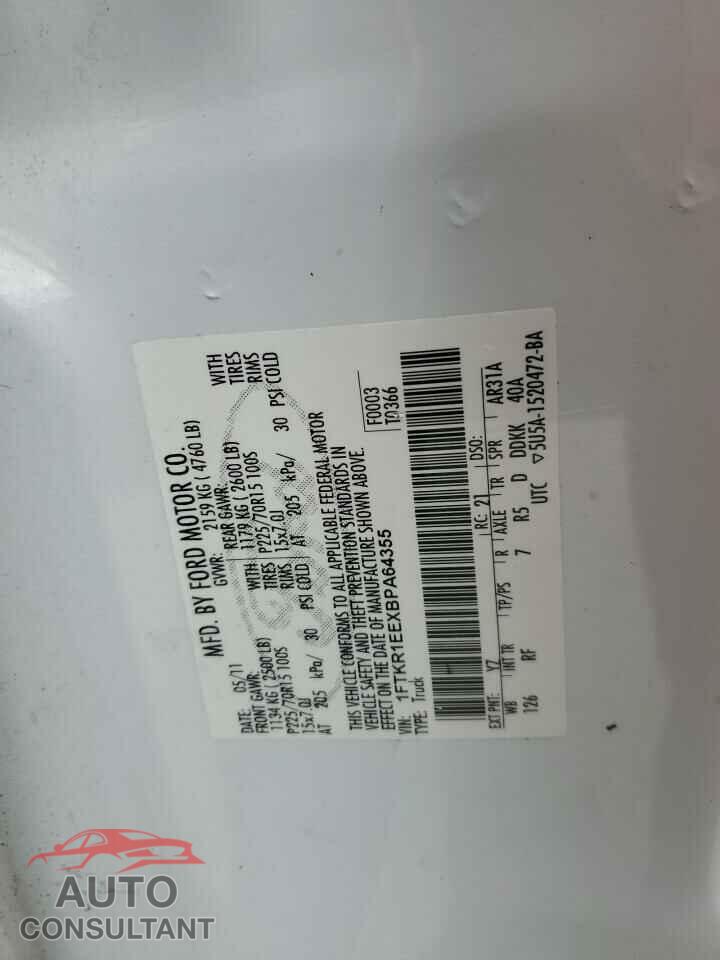 FORD RANGER 2011 - 1FTKR1EEXBPA64355