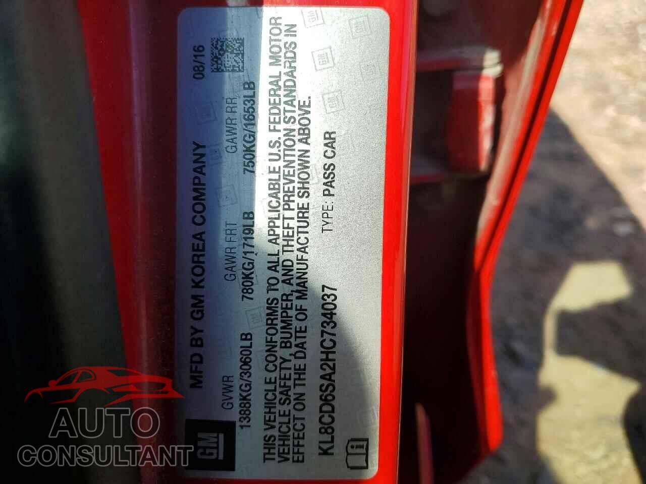 CHEVROLET SPARK 2017 - KL8CD6SA2HC734037