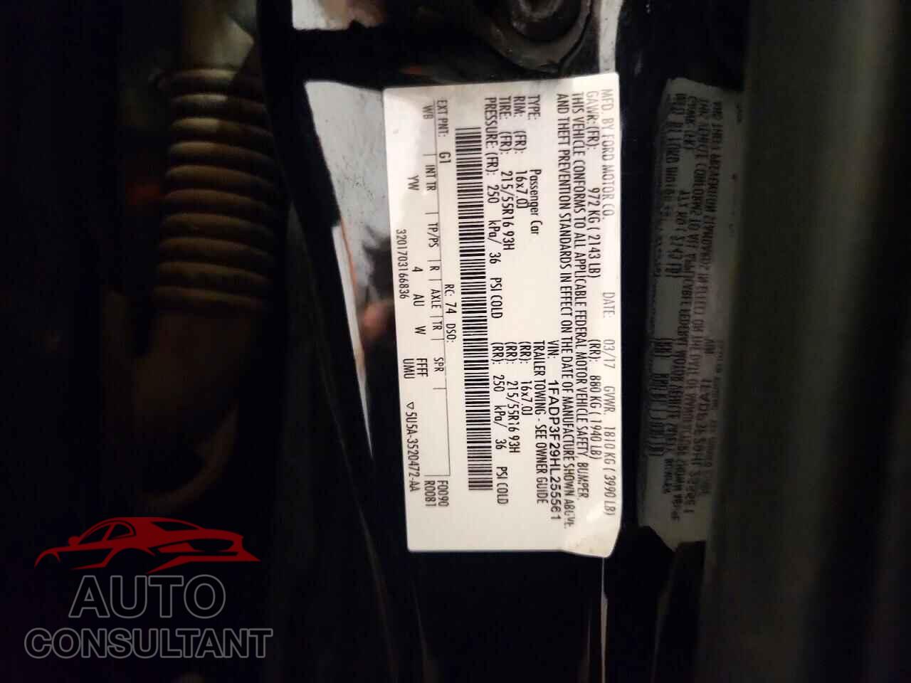 FORD FOCUS 2017 - 1FADP3F29HL255561