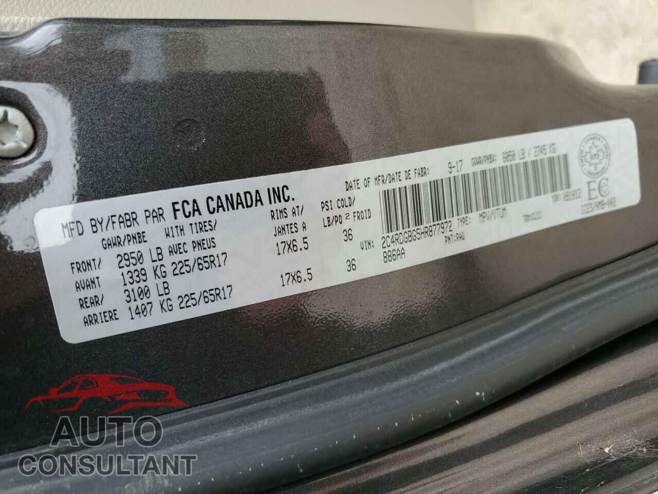 DODGE CARAVAN 2017 - 2C4RDGBG5HR877972