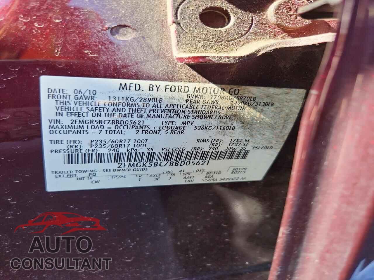 FORD FLEX 2011 - 2FMGK5BC7BBD05621