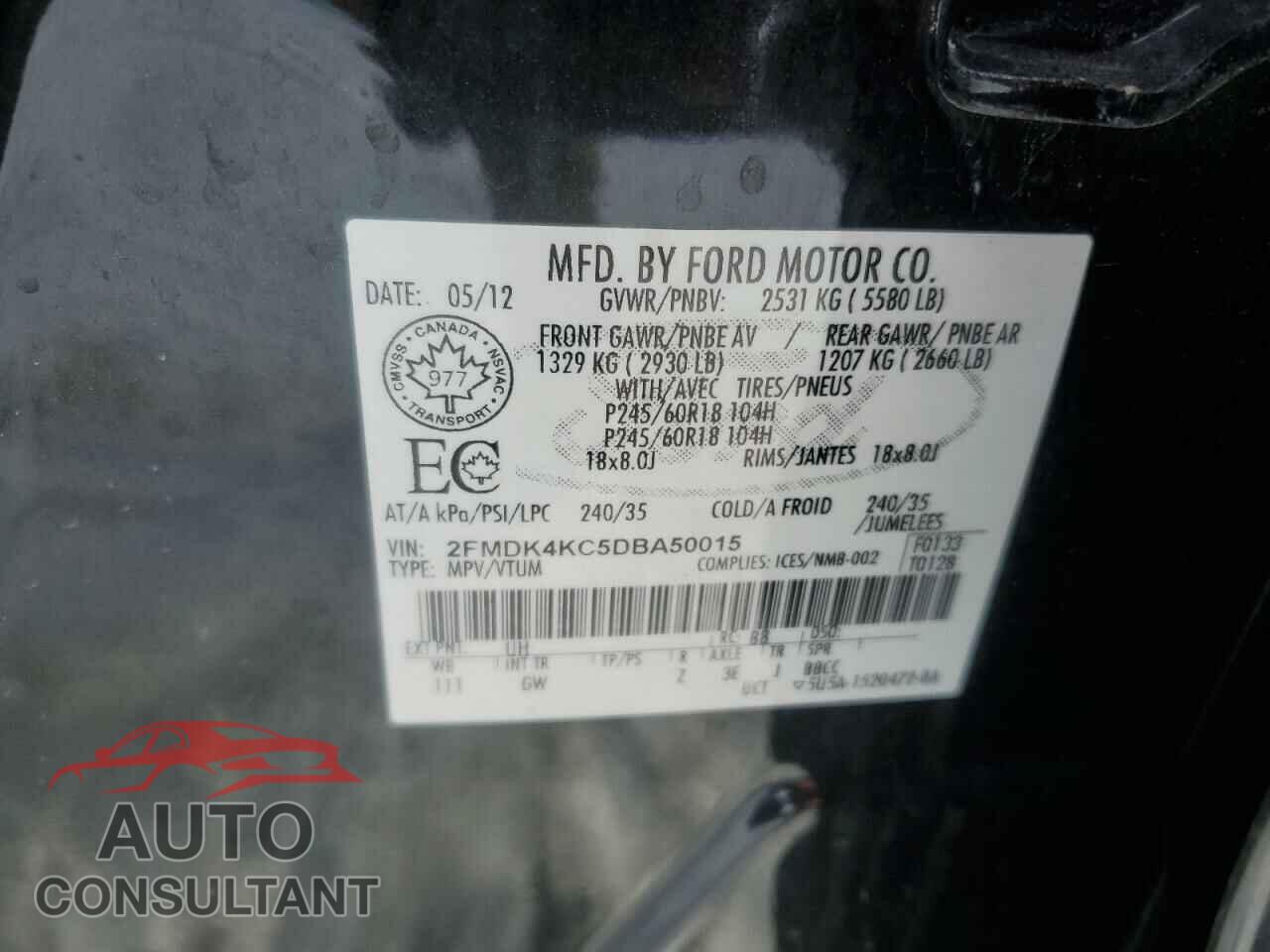 FORD EDGE 2013 - 2FMDK4KC5DBA50015