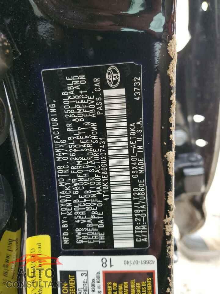 TOYOTA AVALON 2016 - 4T1BK1EB6GU207431