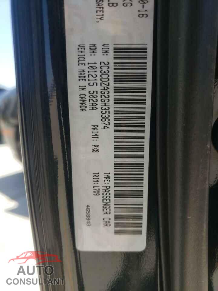DODGE CHALLENGER 2016 - 2C3CDZAG2GH353674