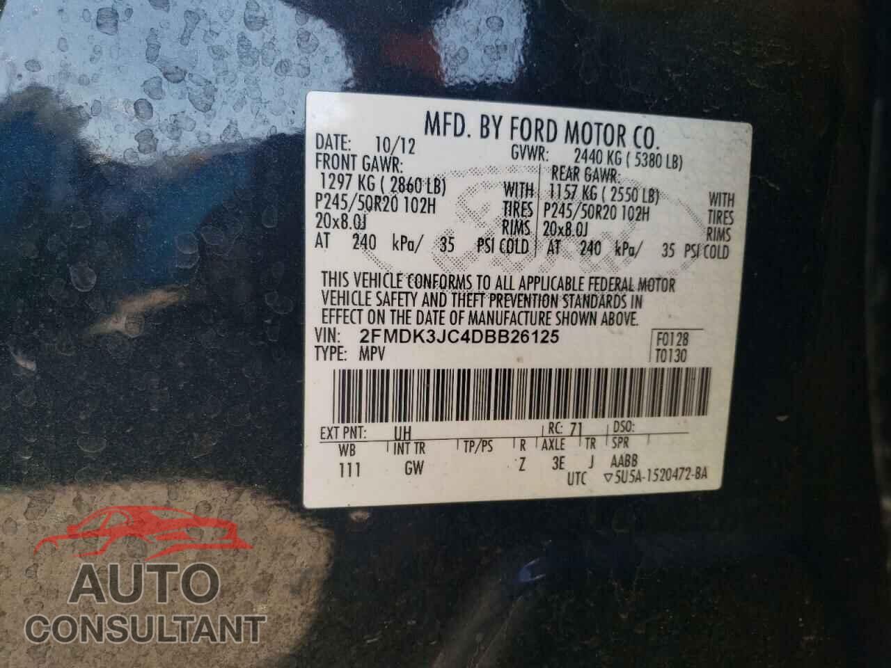 FORD EDGE 2013 - 2FMDK3JC4DBB26125