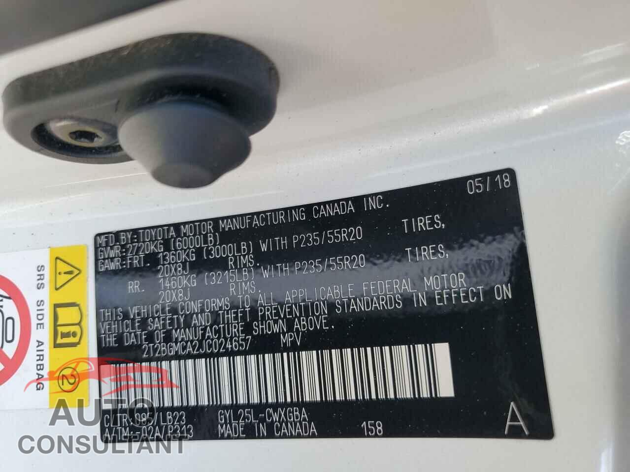 LEXUS RX450 2018 - 2T2BGMCA2JC024657