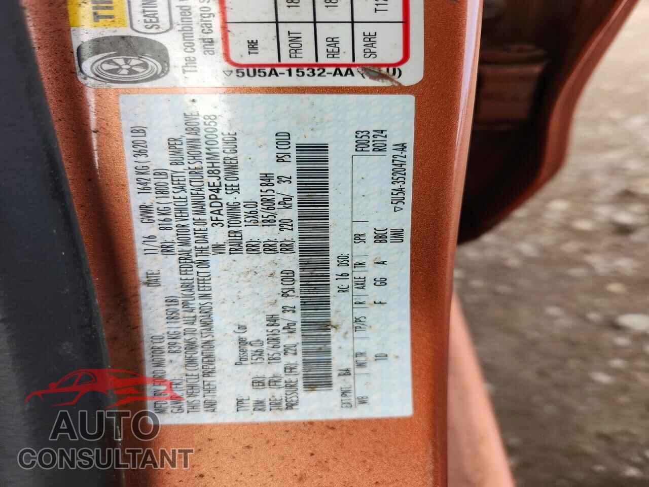 FORD FIESTA 2017 - 3FADP4EJ8HM100058