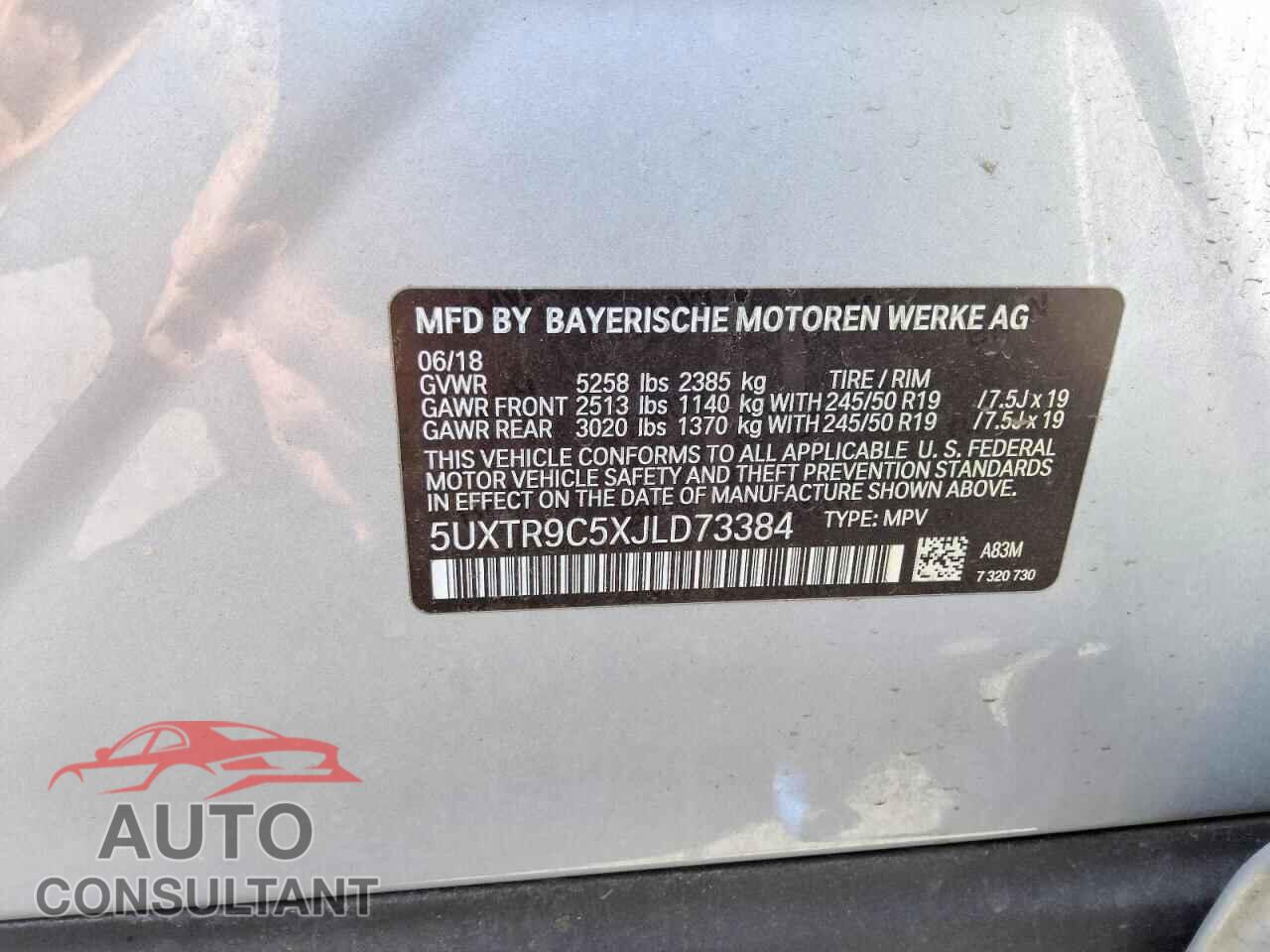 BMW X3 2018 - 5UXTR9C5XJLD73384