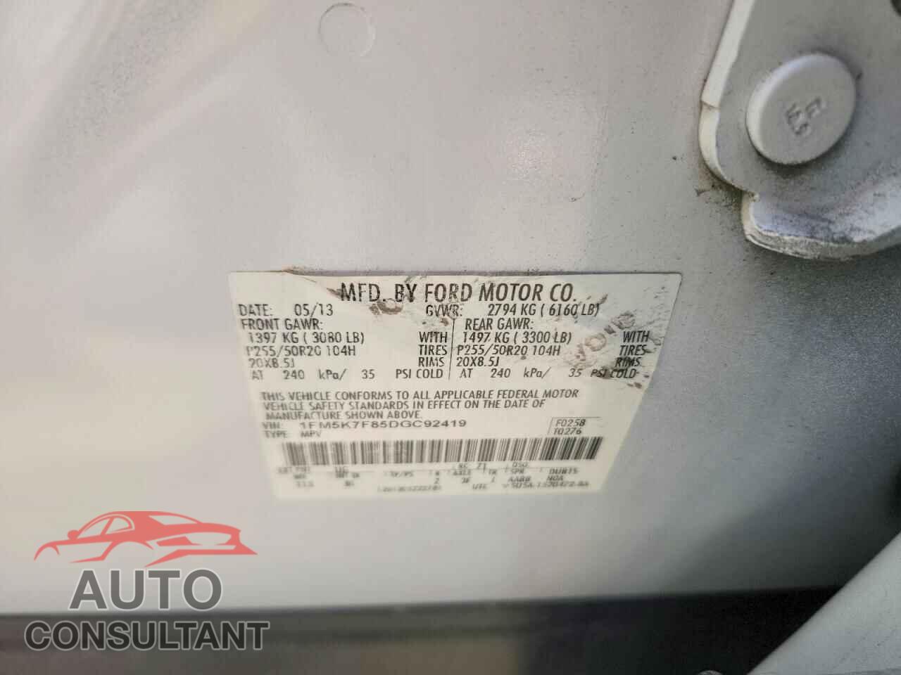 FORD EXPLORER 2013 - 1FM5K7F85DGC92419