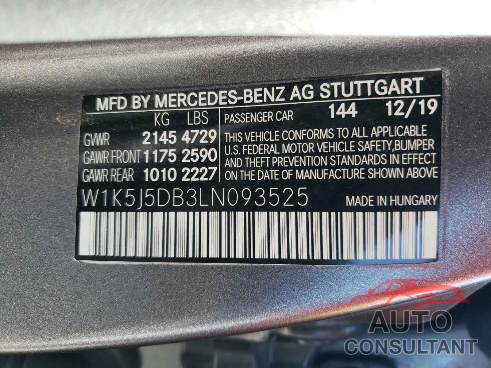 MERCEDES-BENZ AMG 2020 - W1K5J5DB3LN093525