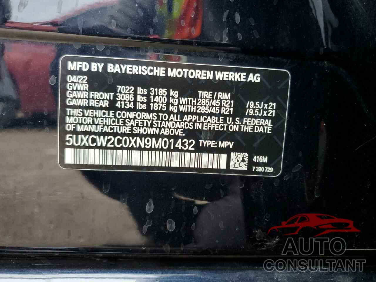 BMW X7 2022 - 5UXCW2C0XN9M01432