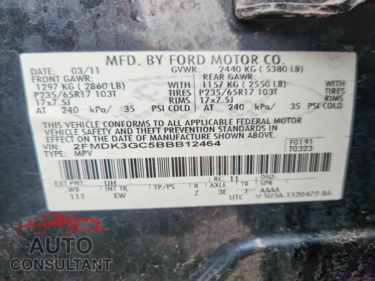 FORD EDGE 2011 - 2FMDK3GC5BBB12464