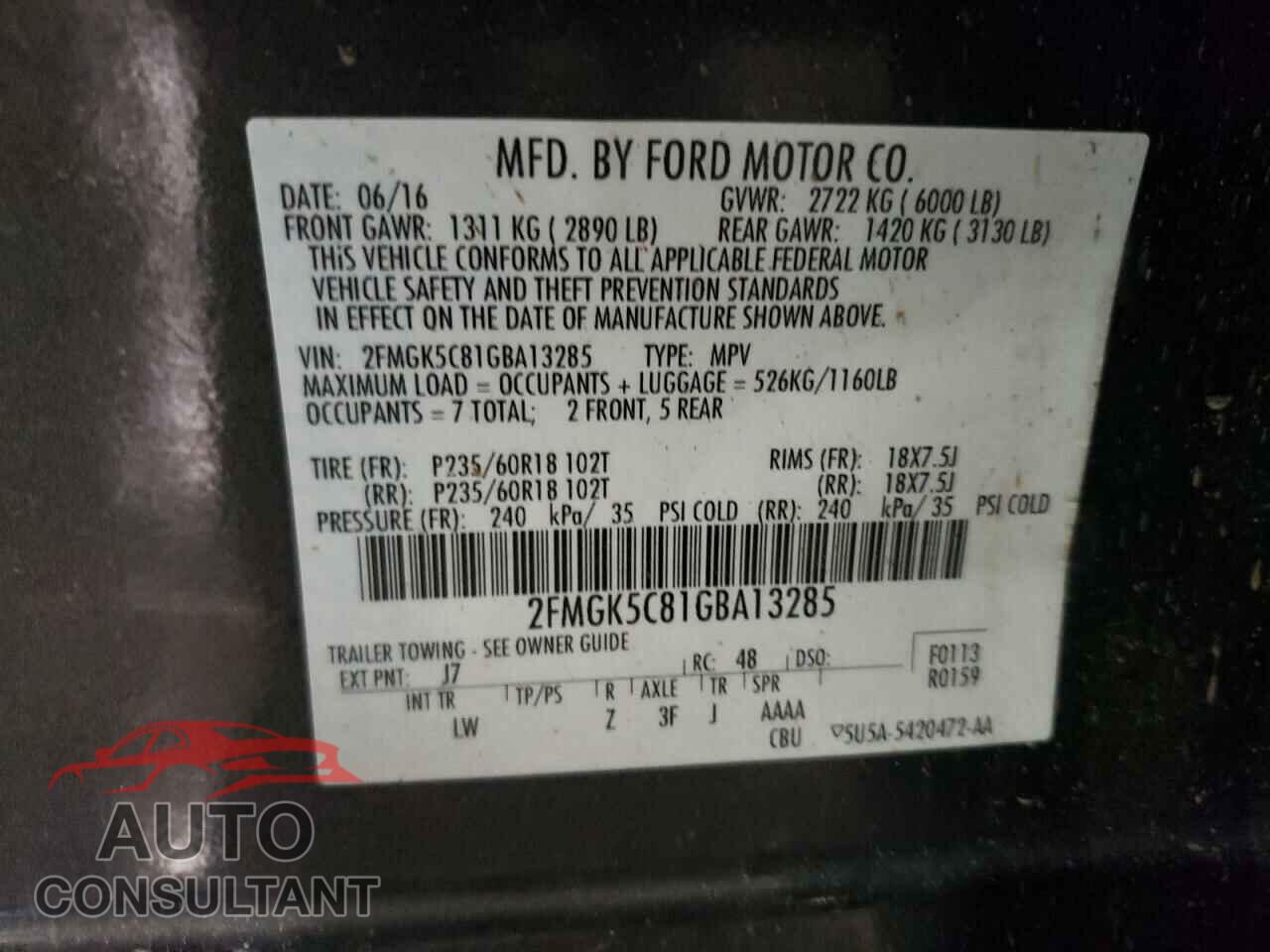 FORD FLEX 2016 - 2FMGK5C81GBA13285
