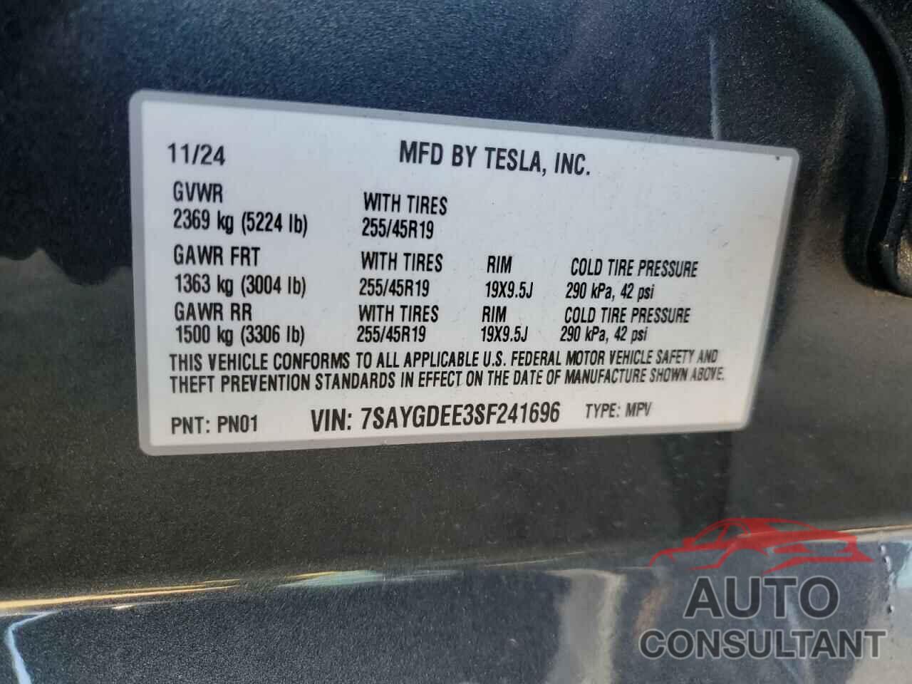 TESLA MODEL Y 2025 - 7SAYGDEE3SF241696
