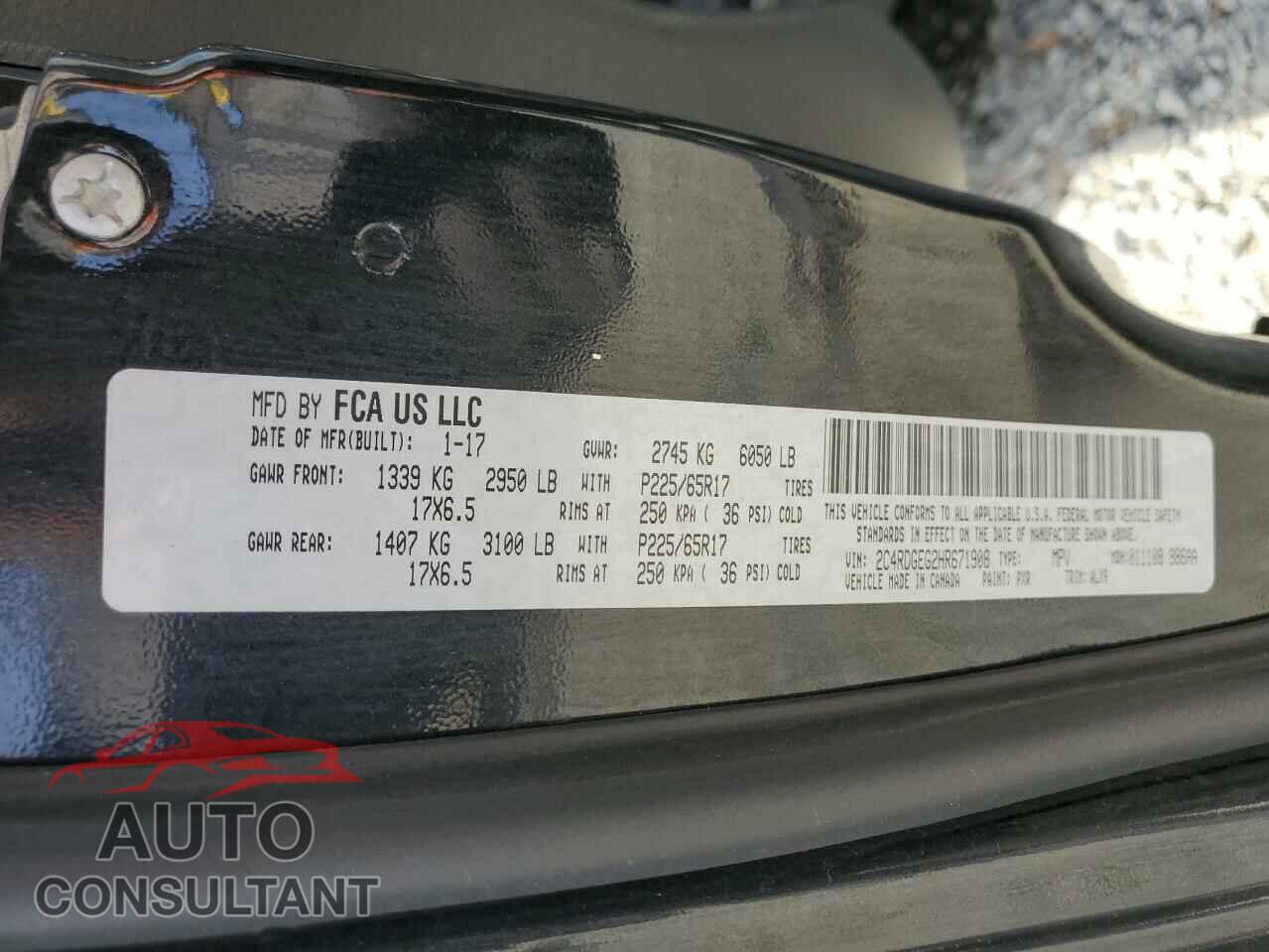 DODGE CARAVAN 2017 - 2C4RDGEG2HR671908