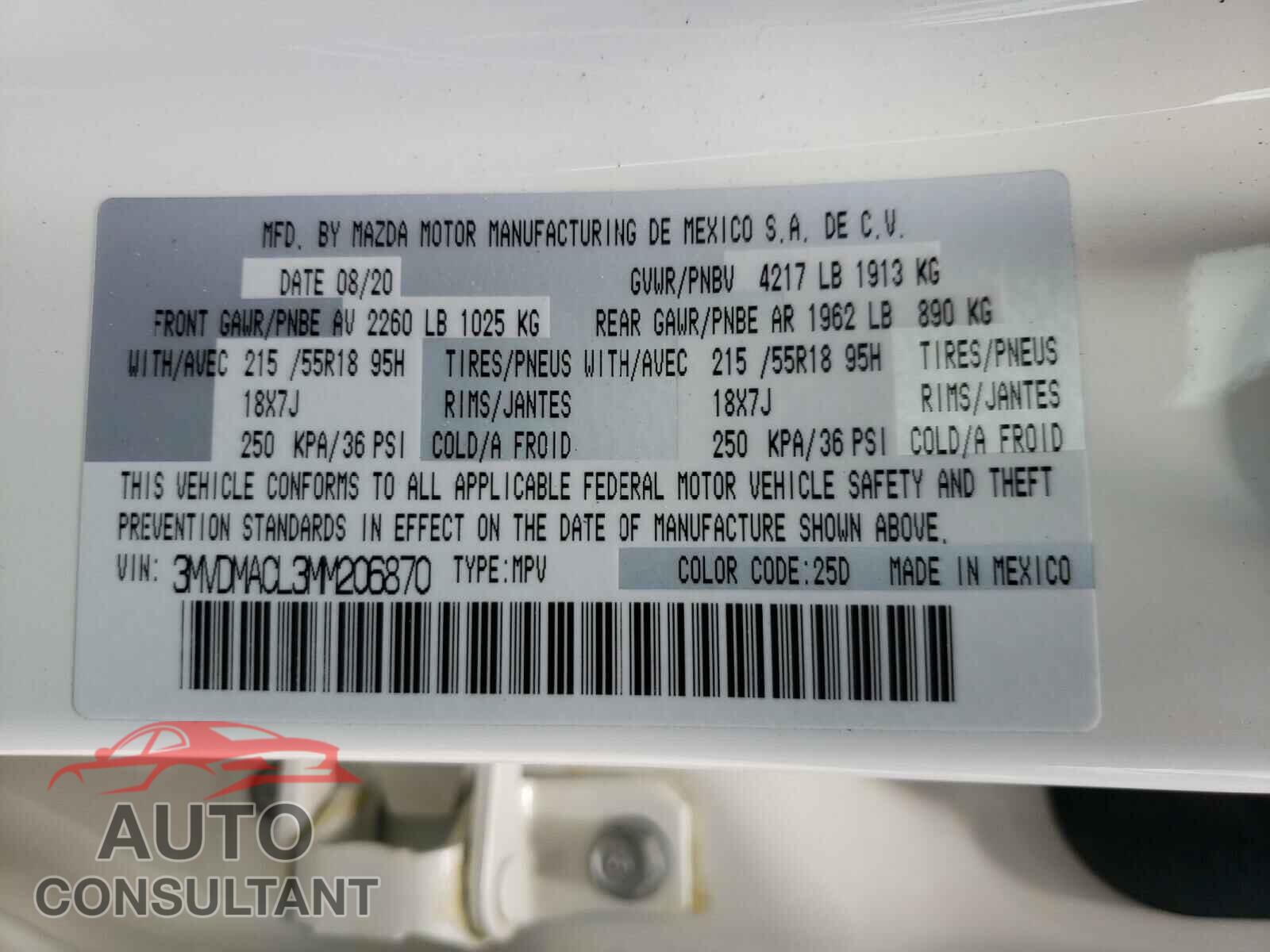 MAZDA CX30 2021 - 3MVDMACL3MM206870