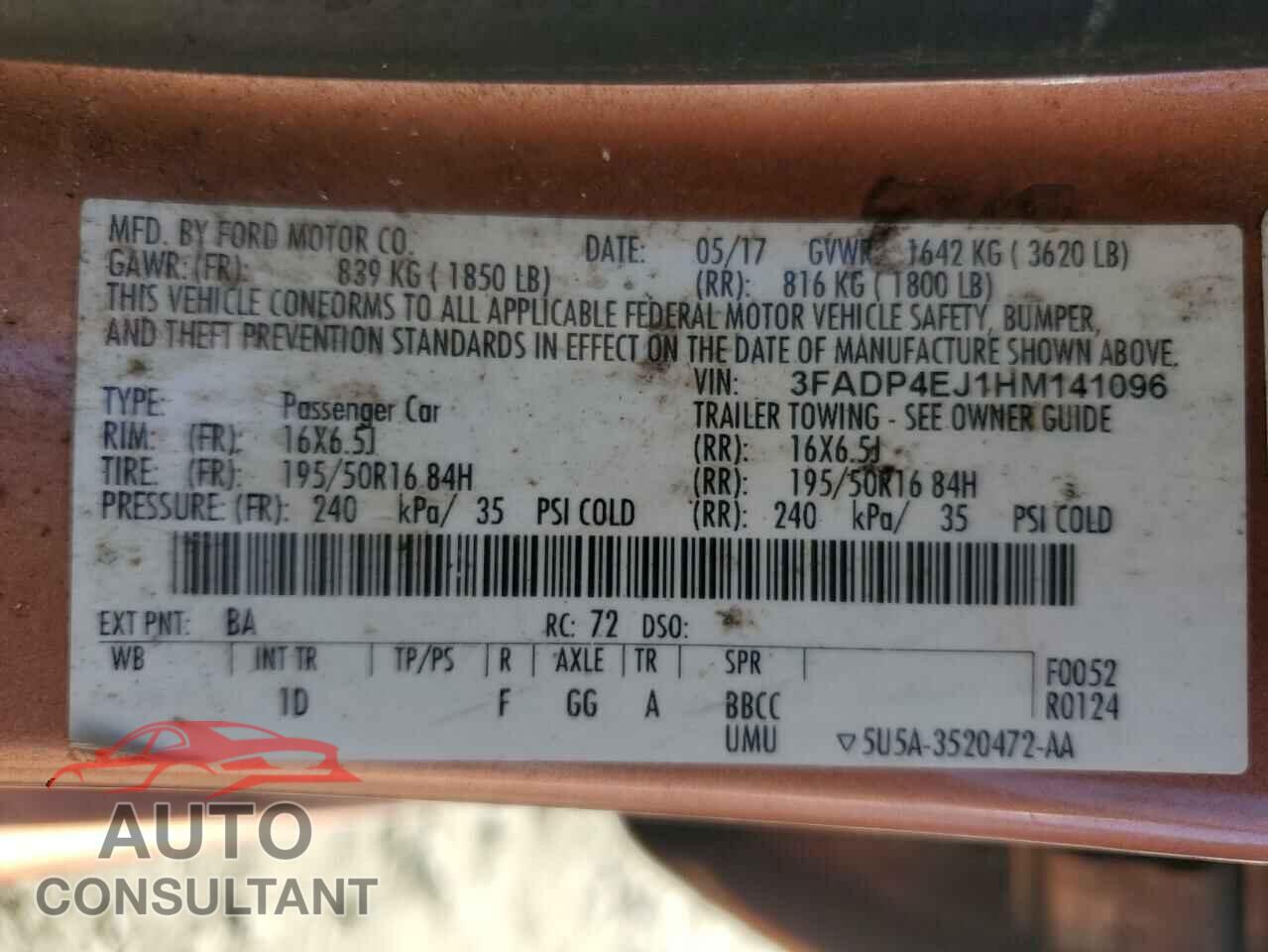 FORD FIESTA 2017 - 3FADP4EJ1HM141096
