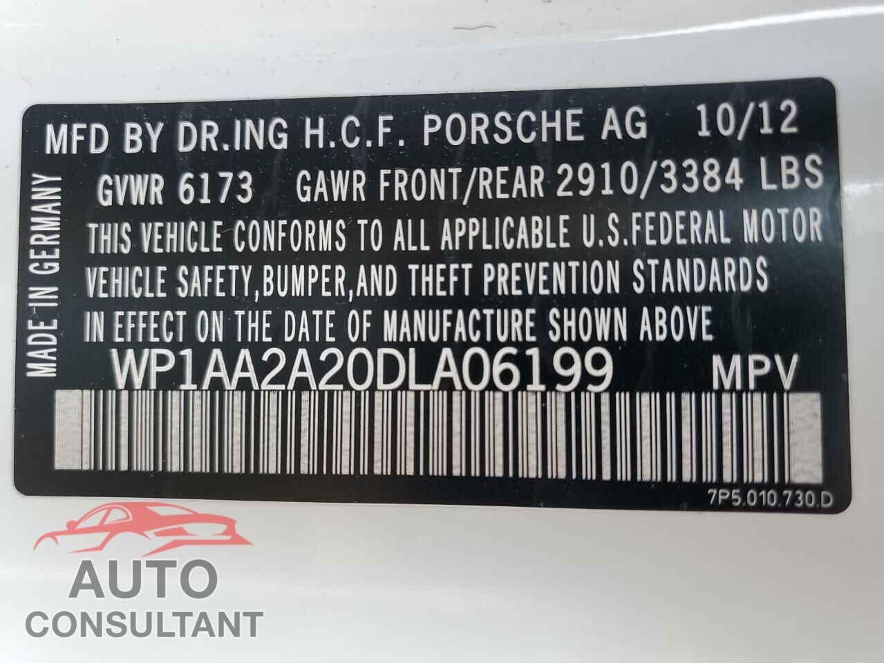 PORSCHE CAYENNE 2013 - WP1AA2A20DLA06199