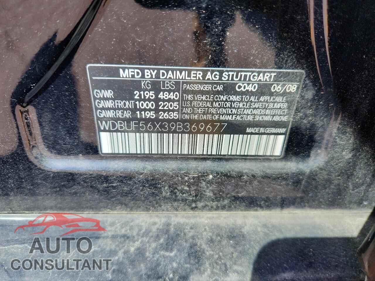 MERCEDES-BENZ E-CLASS 2009 - WDBUF56X39B369677