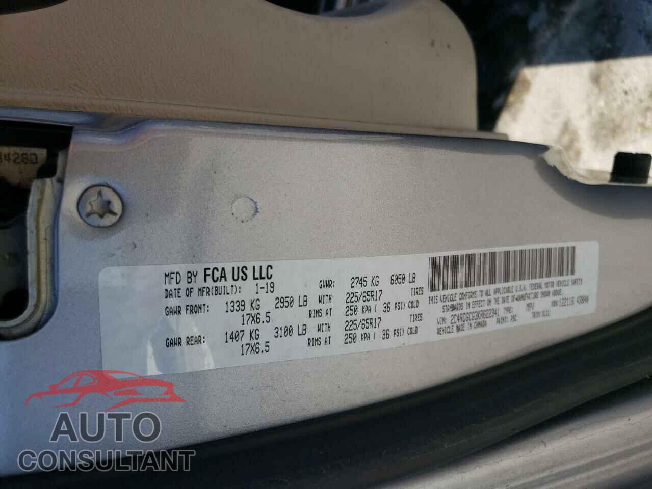 DODGE CARAVAN 2019 - 2C4RDGCG3KR622341