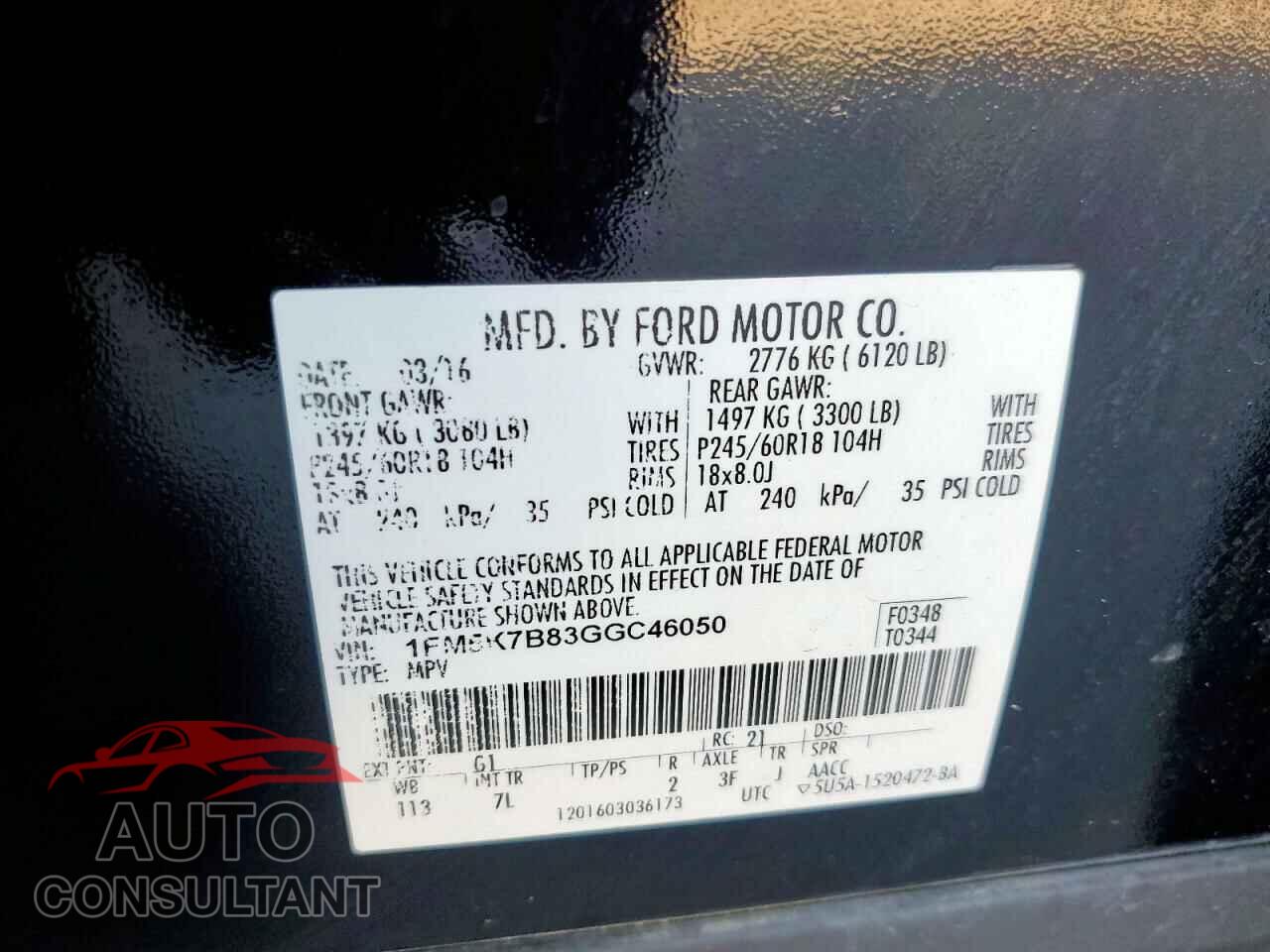 FORD EXPLORER 2016 - 1FM5K7B83GGC46050