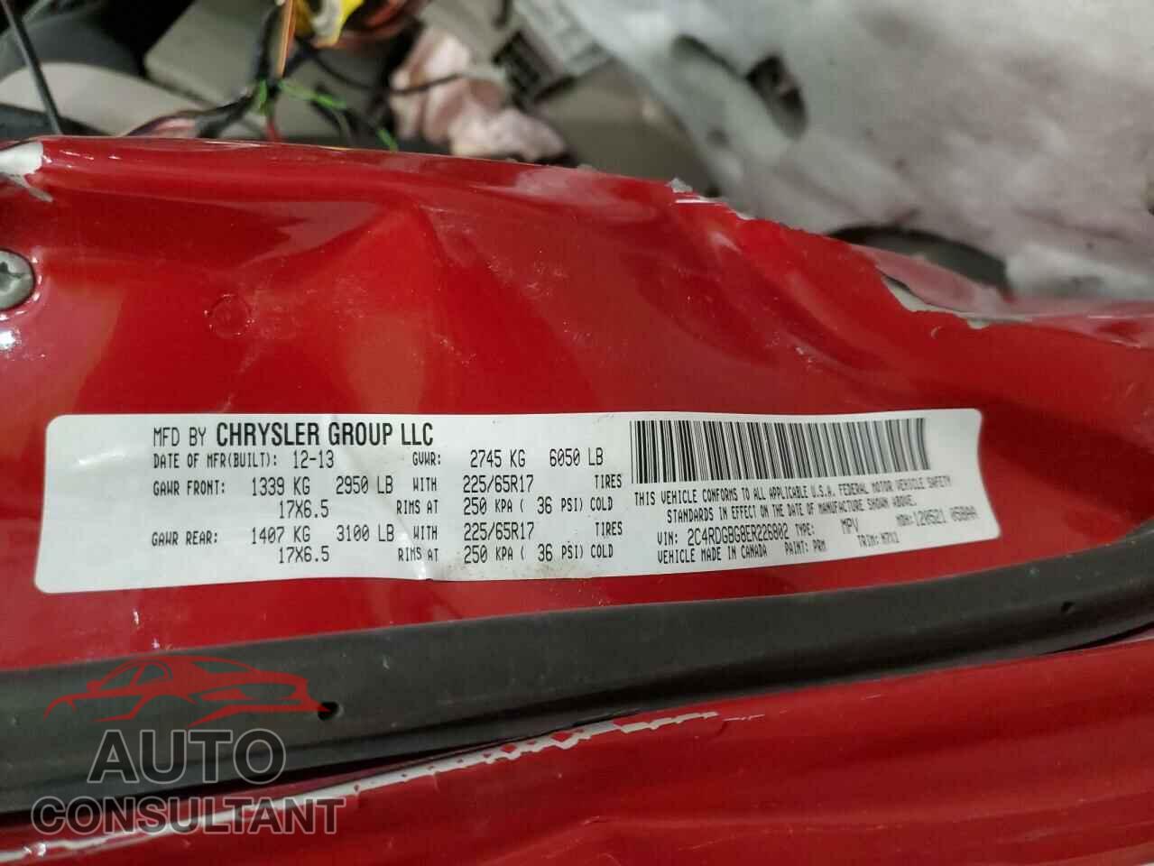 DODGE CARAVAN 2014 - 2C4RDGBG8ER226802