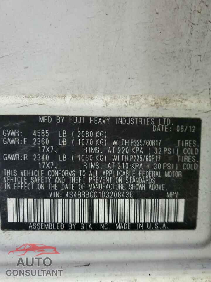 SUBARU OUTBACK 2013 - 4S4BRBCC1D3208436