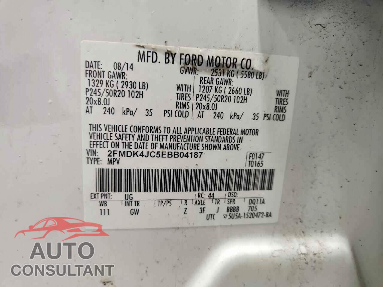 FORD EDGE 2014 - 2FMDK4JC5EBB04187