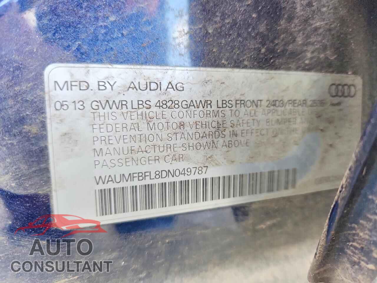 AUDI A4 2013 - WAUMFBFL8DN049787