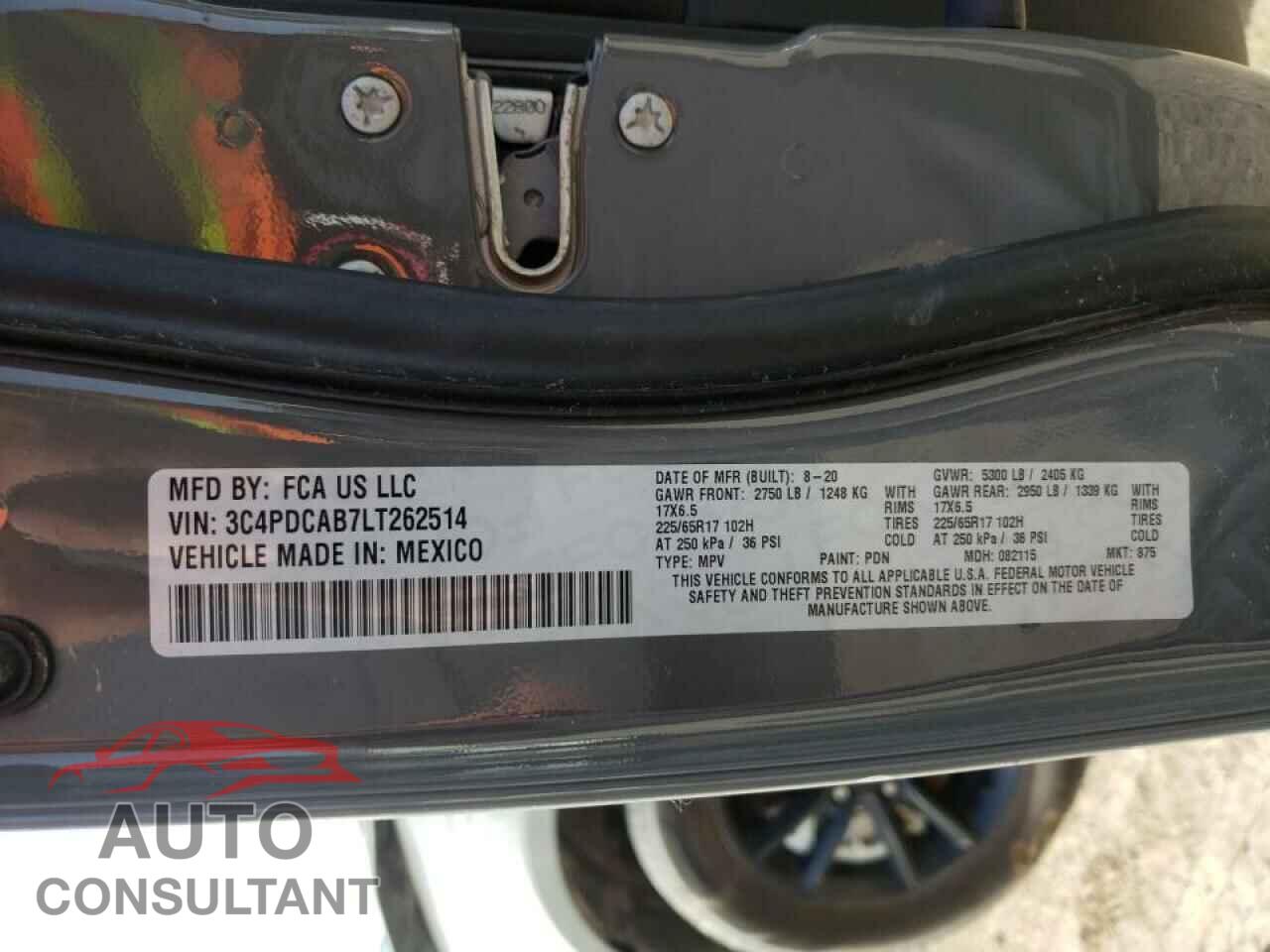 DODGE JOURNEY 2020 - 3C4PDCAB7LT262514