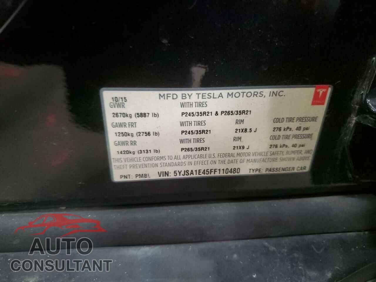 TESLA MODEL S 2015 - 5YJSA1E45FF110480