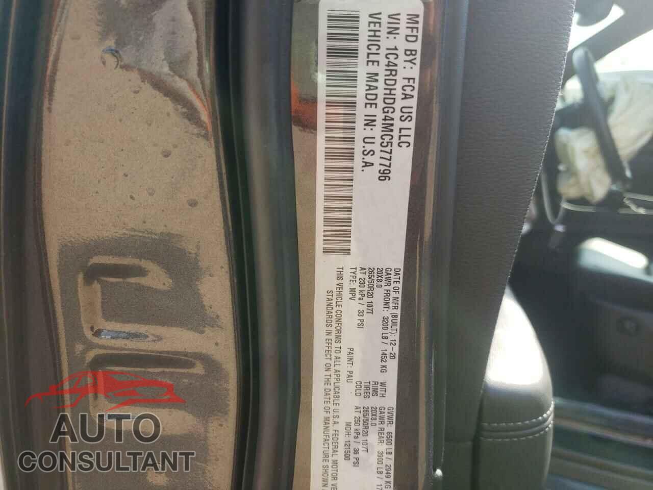 DODGE DURANGO 2021 - 1C4RDHDG4MC577796
