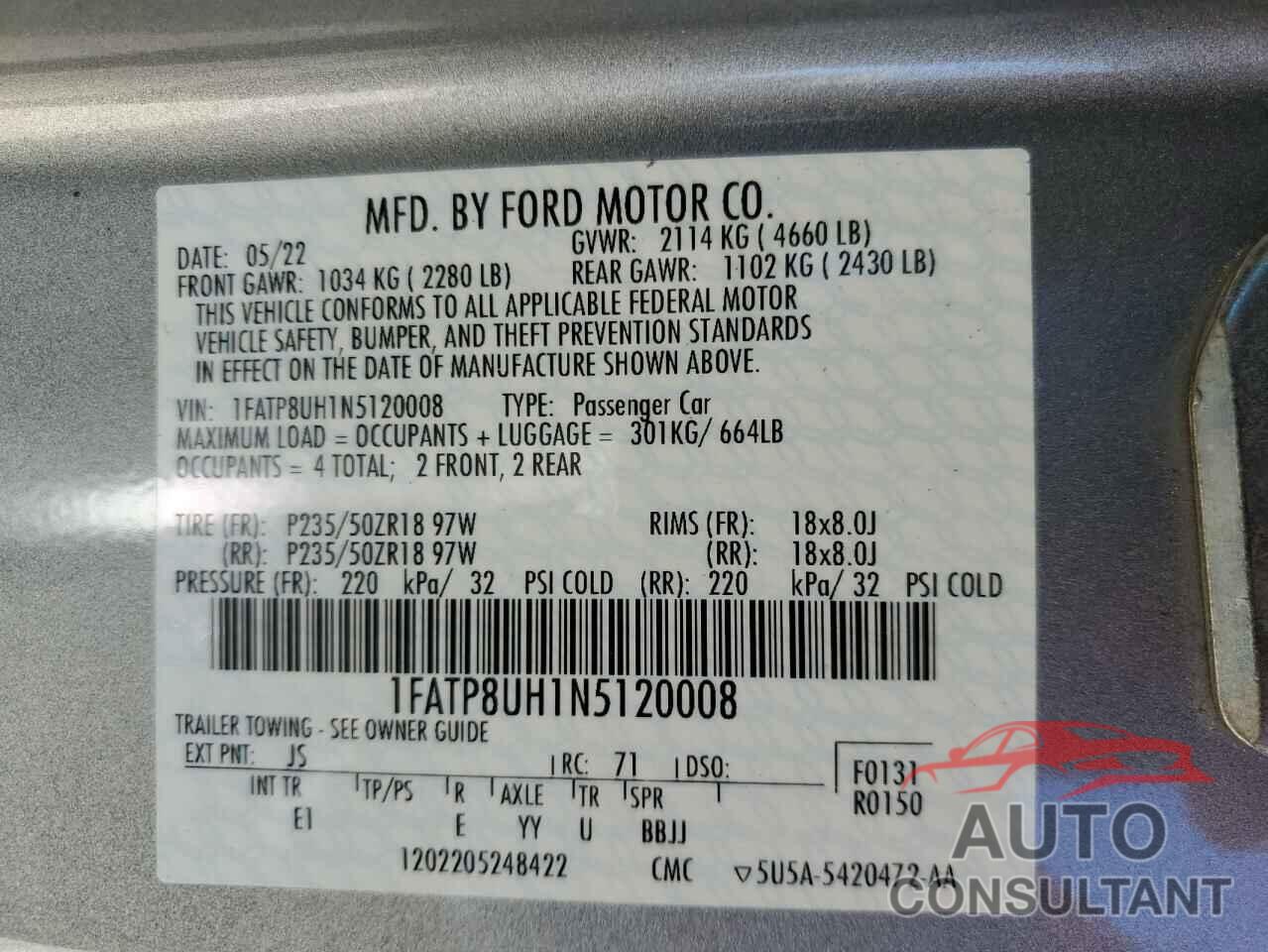 FORD ALL Models 2022 - 1FATP8UH1N5120008