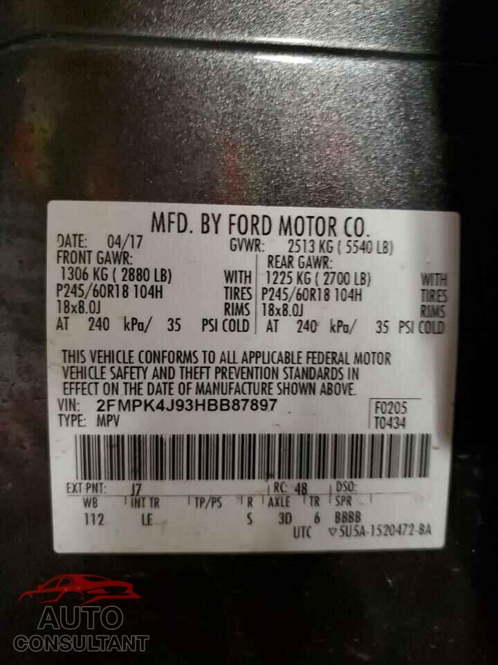 FORD EDGE 2017 - 2FMPK4J93HBB87897