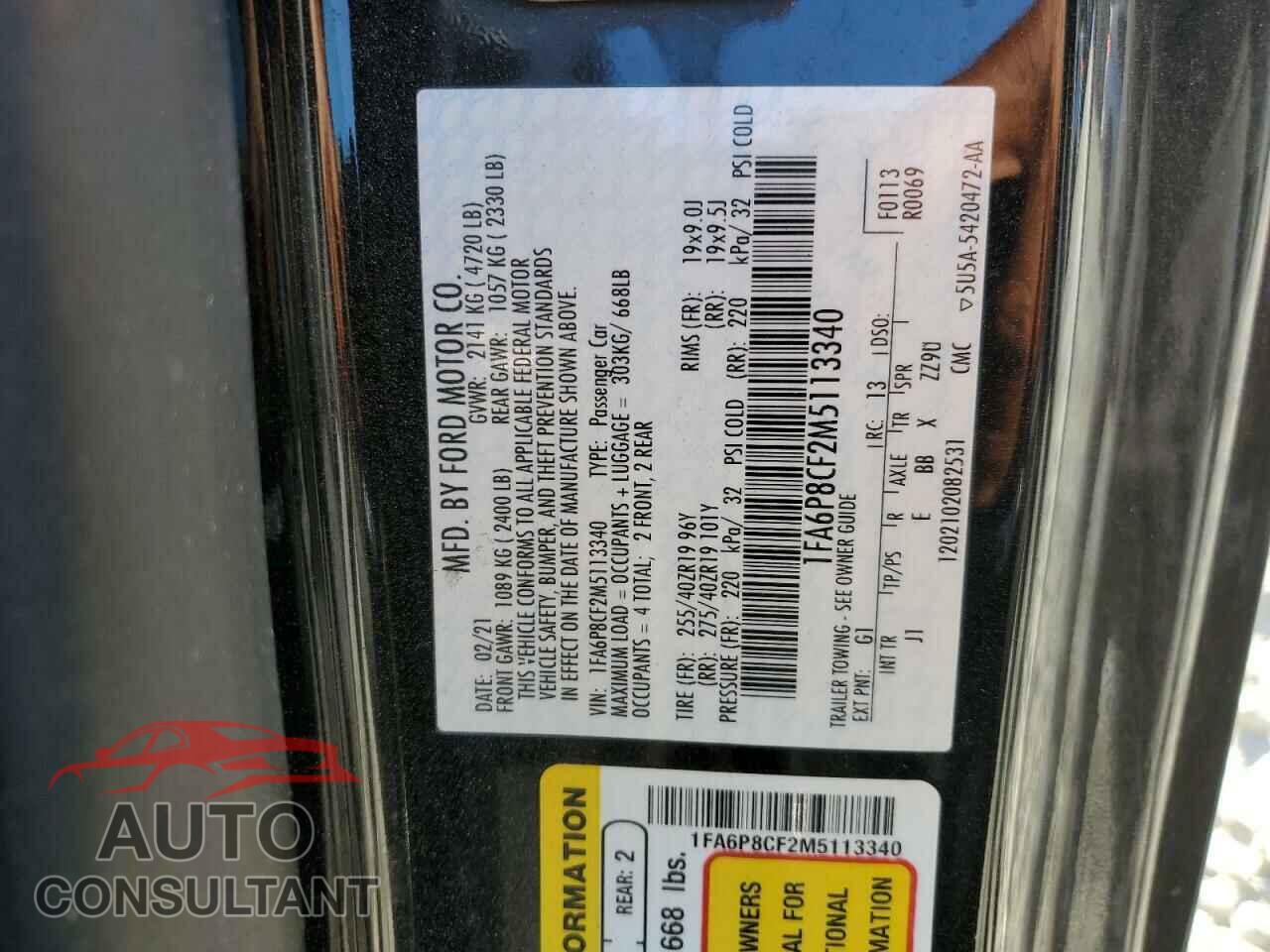 FORD MUSTANG 2021 - 1FA6P8CF2M5113340