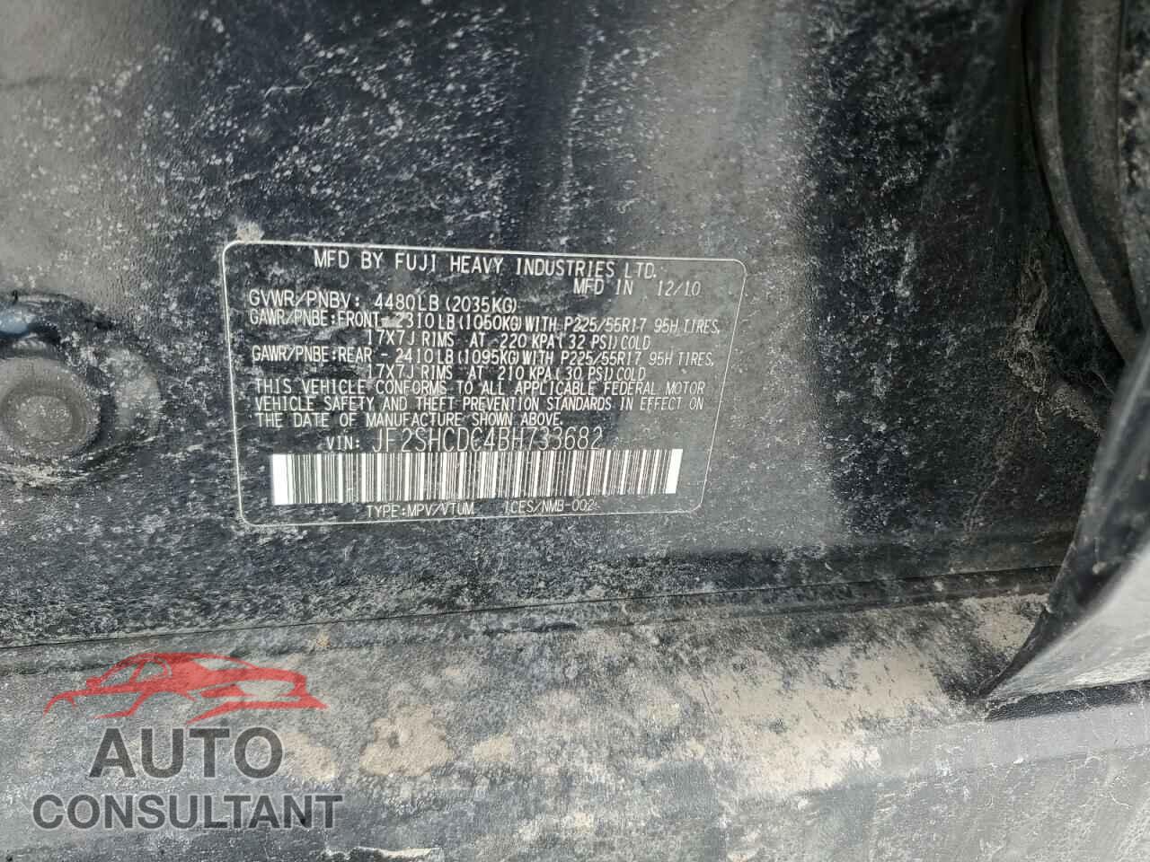 SUBARU FORESTER 2011 - JF2SHCDC4BH733682